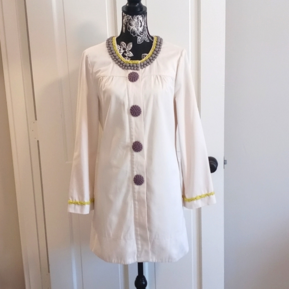 💛RARE Boden💛 - Artisan Bauble Collar Button Down Coat